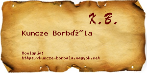 Kuncze Borbála névjegykártya